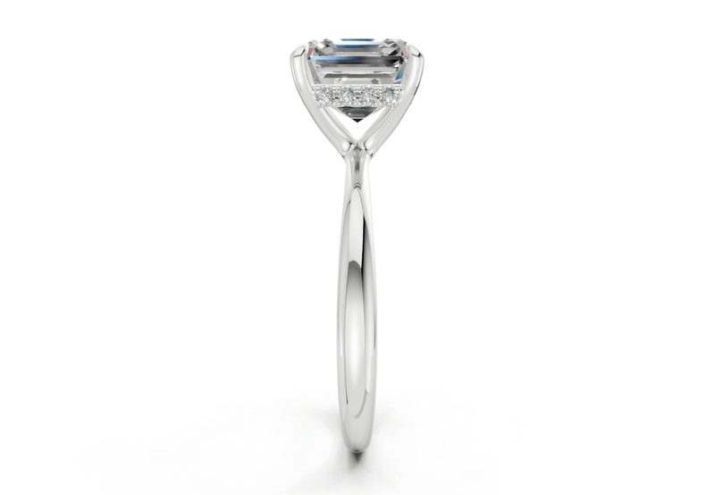 Marlowe Diamond Solitaire Asscher Cut 1.6mm Engagement Ring - Ring Premier