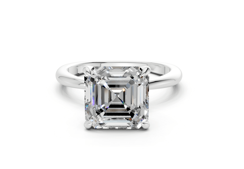 Marlowe Diamond Solitaire Asscher Cut 1.6mm Engagement Ring - Ring Premier