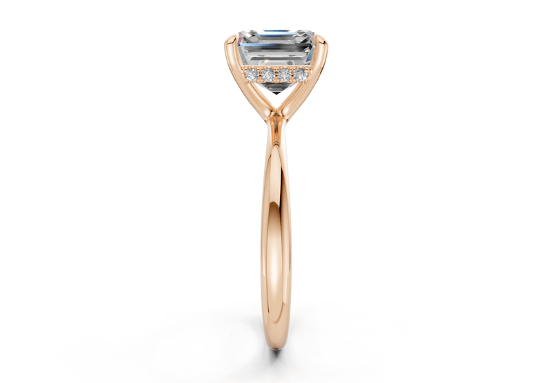 Marlowe Diamond Solitaire Asscher Cut 1.6mm Engagement Ring - Ring Premier