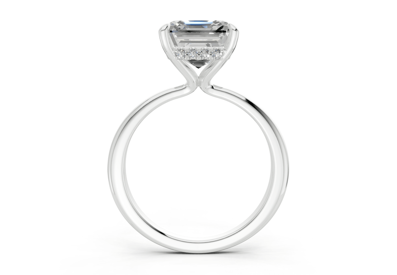 Marlowe Diamond Solitaire Asscher Cut 1.6mm Engagement Ring - Ring Premier