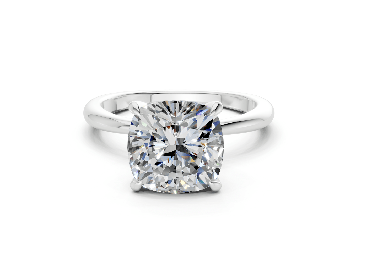 Marlowe Diamond Solitaire Cushion Squareuare Cut 1.6mm Engagement Ring