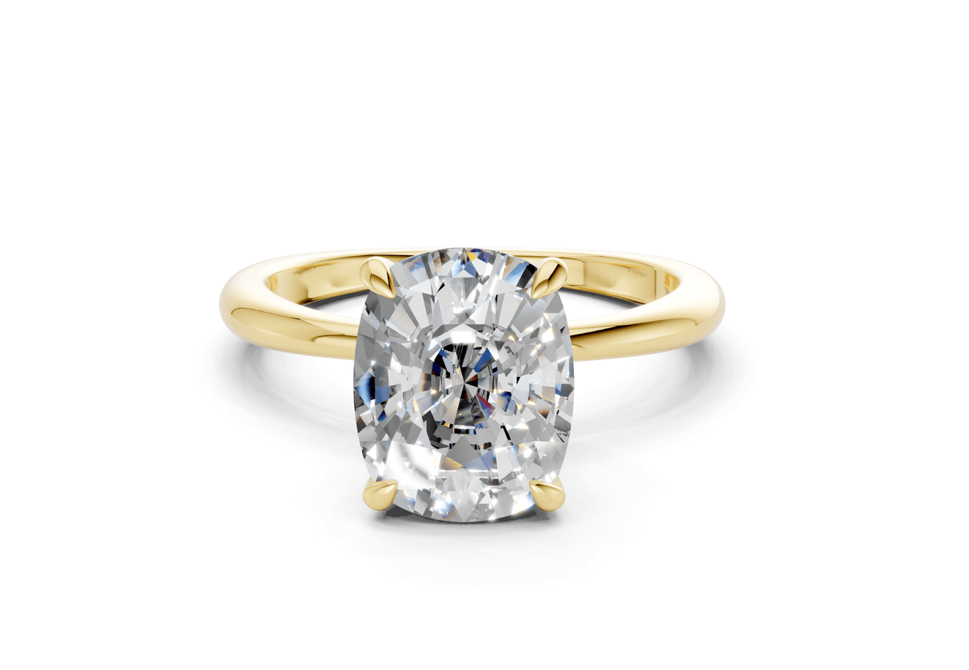 Marlowe Diamond Solitaire Elongated Cushion Cut 1.6mm Engagement Ring