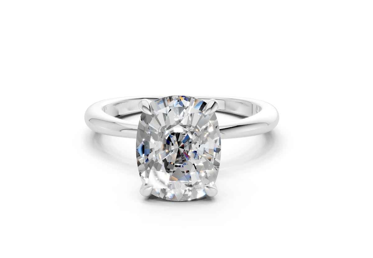 Marlowe Diamond Solitaire Elongated Cushion Cut 1.6mm Engagement Ring