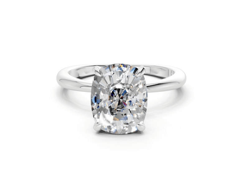 Marlowe Diamond Solitaire Elongated Cushion Cut 1.6mm Engagement Ring - Ring Premier
