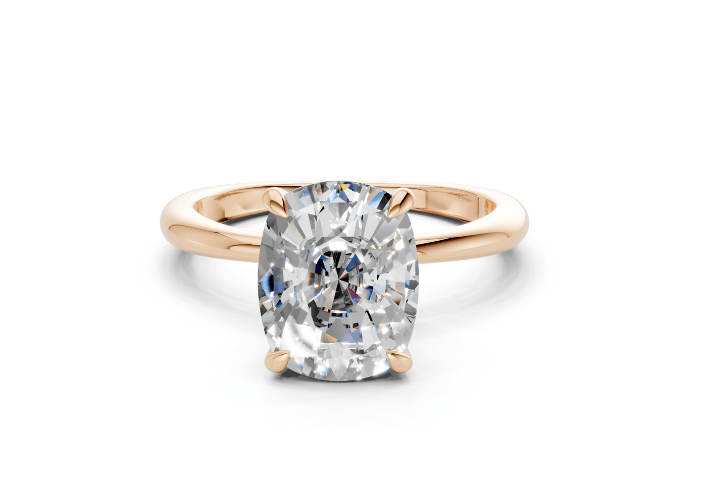 Marlowe Diamond Solitaire Elongated Cushion Cut 1.6mm Engagement Ring