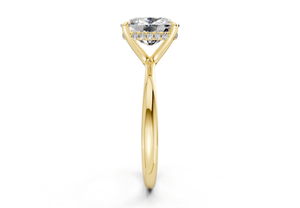 Marlowe Diamond Solitaire Elongated Cushion Cut 1.6mm Engagement Ring