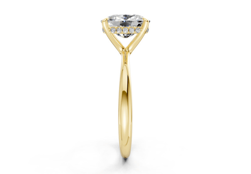 Marlowe Diamond Solitaire Elongated Cushion Cut 1.6mm Engagement Ring - Ring Premier