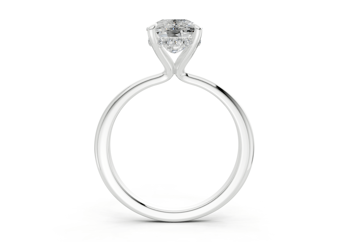 Marlowe Diamond Solitaire Elongated Cushion Cut 1.6mm Engagement Ring