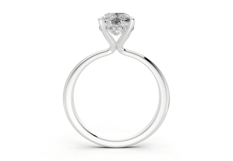 Marlowe Diamond Solitaire Elongated Cushion Cut 1.6mm Engagement Ring - Ring Premier