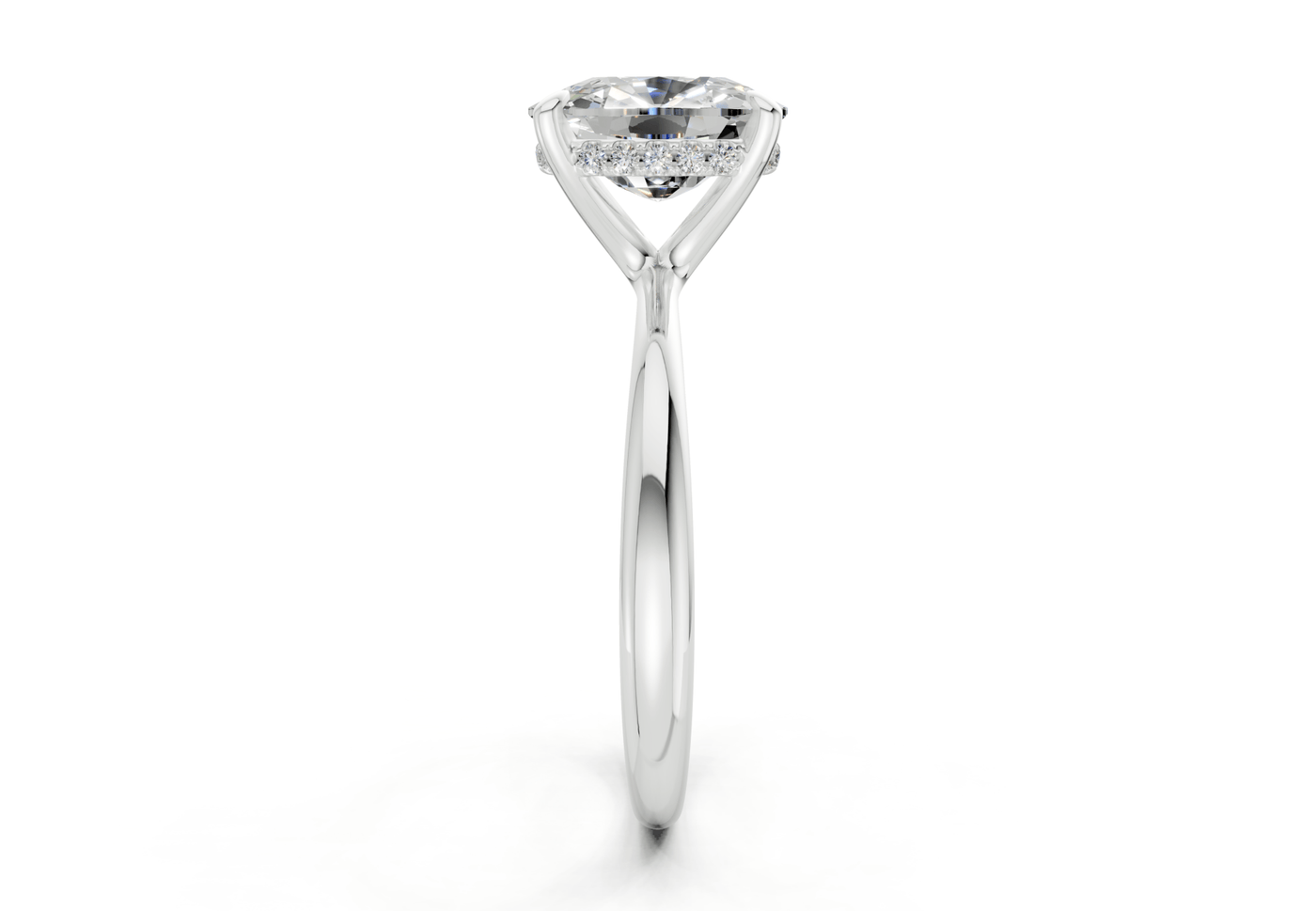 Marlowe Diamond Solitaire Elongated Cushion Cut 1.6mm Engagement Ring