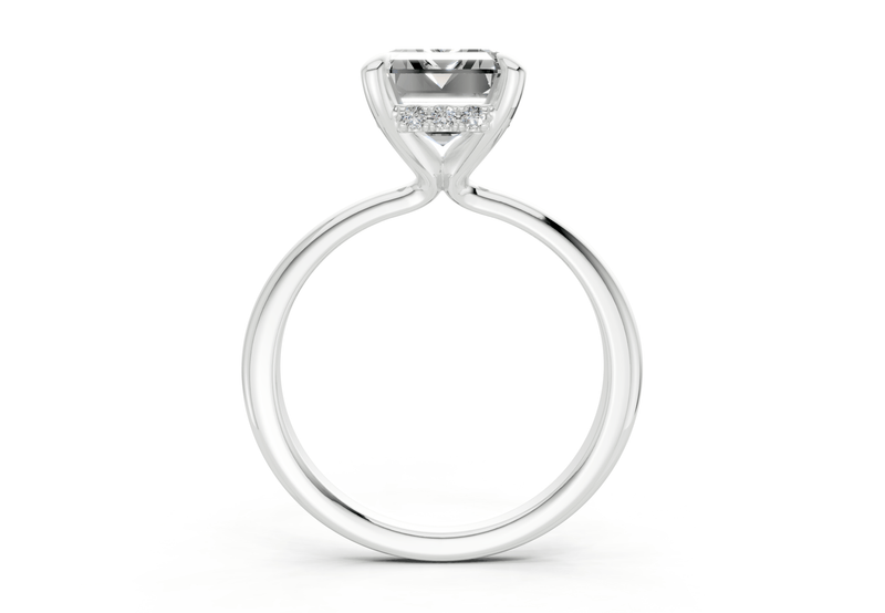 Marlowe Diamond Solitaire Emerald Cut 1.6mm Engagement Ring - Ring Premier