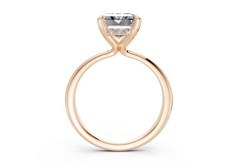 Marlowe Diamond Solitaire Emerald Cut 1.6mm Engagement Ring - Ring Premier