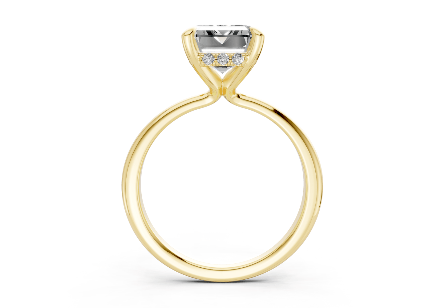 Marlowe Diamond Solitaire Emerald Cut 1.6mm Engagement Ring - Ring Premier