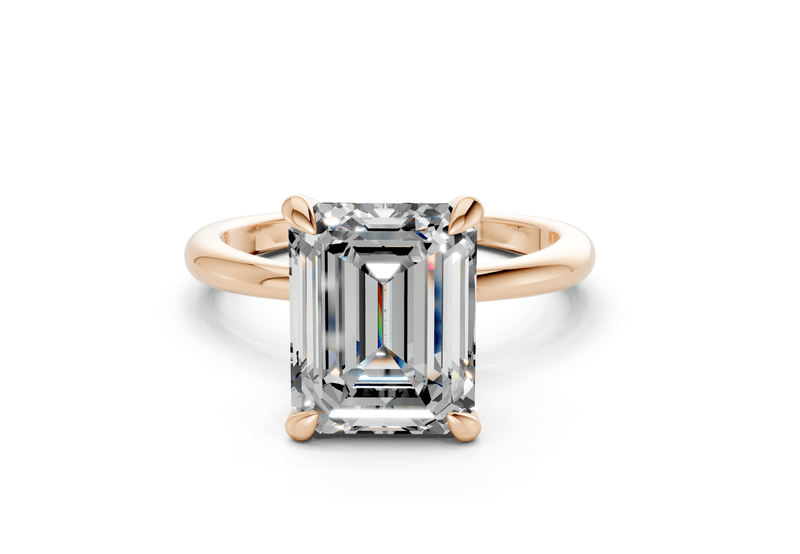Marlowe Diamond Solitaire Emerald Cut 1.6mm Engagement Ring - Ring Premier