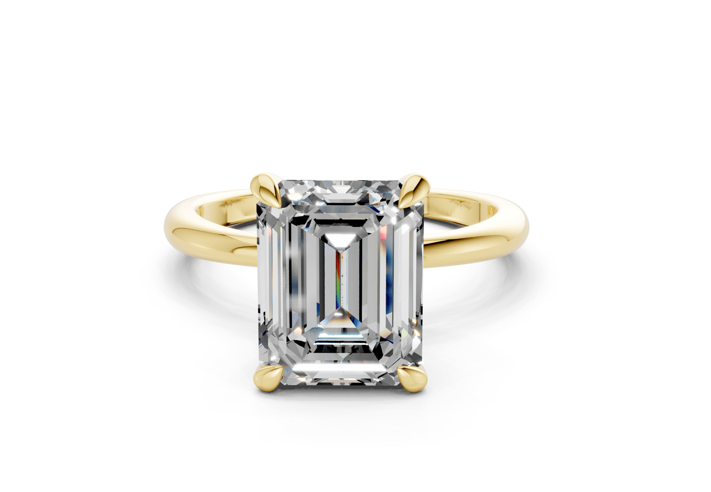 Marlowe Diamond Solitaire Emerald Cut 1.6mm Engagement Ring - Ring Premier