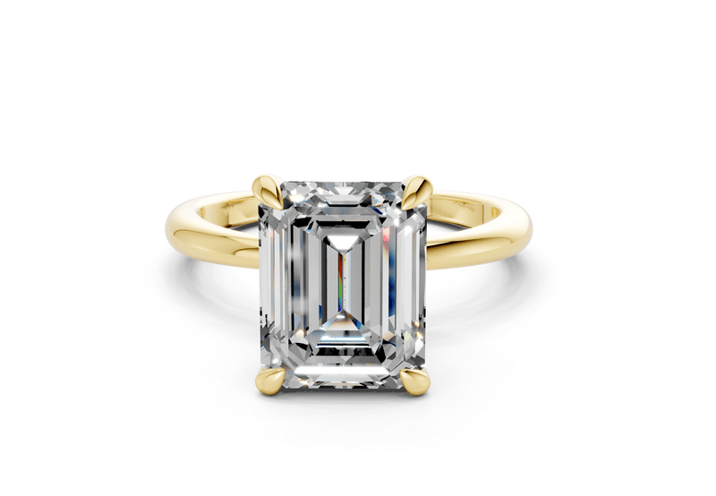 Marlowe Diamond Solitaire Emerald Cut 1.6mm Engagement Ring