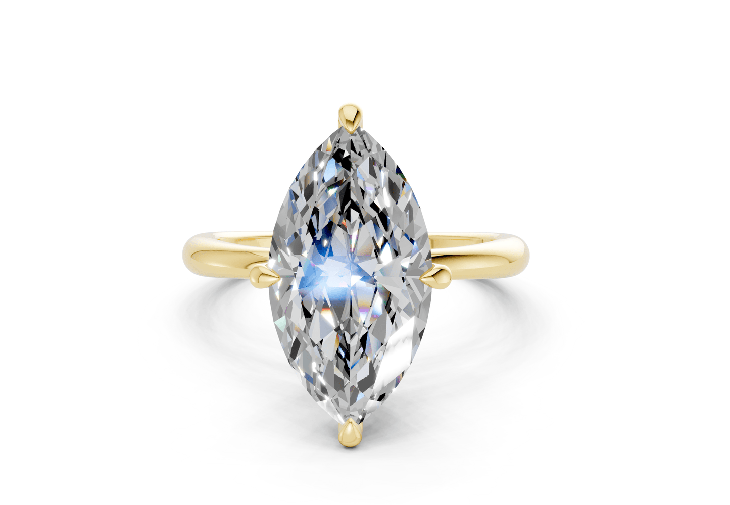 Marlowe Diamond Solitaire Marquise Cut 1.6mm Engagement Ring - Ring Premier