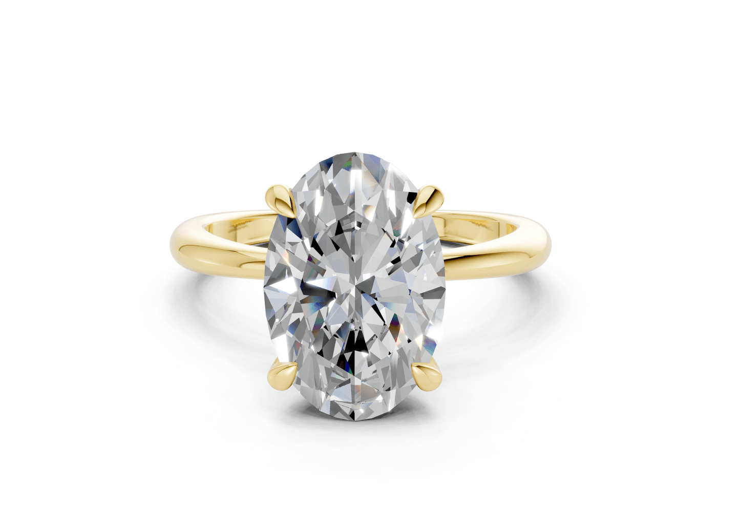 Marlowe Diamond Solitaire Oval Cut 1.6mm Engagement Ring - Ring Premier
