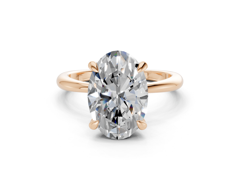 Marlowe Diamond Solitaire Oval Cut 1.6mm Engagement Ring - Ring Premier