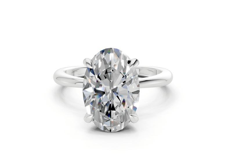 Marlowe Diamond Solitaire Oval Cut 1.6mm Engagement Ring - Ring Premier