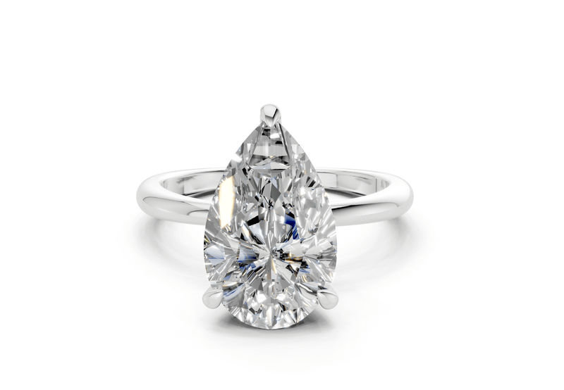 Marlowe Diamond Solitaire Pear Cut 1.6mm Engagement Ring - Ring Premier