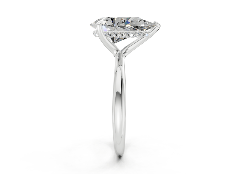 Marlowe Diamond Solitaire Pear Cut 1.6mm Engagement Ring - Ring Premier