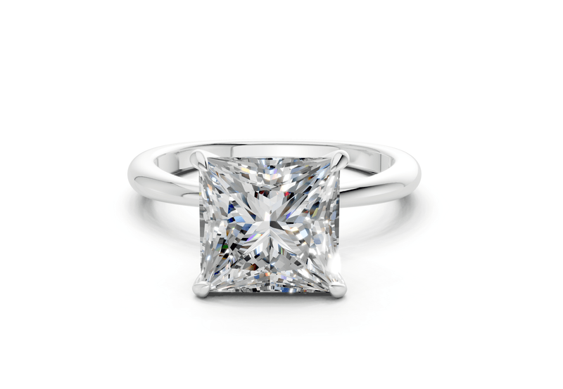 Marlowe Diamond Solitaire Princess Cut 1.6mm Engagement Ring - Ring Premier