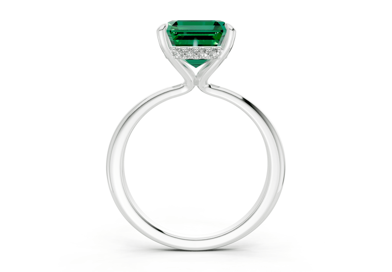 Marlowe Emerald Gemstone Solitaire Asscher Cut 1.6mm Engagement Ring - Ring Premier