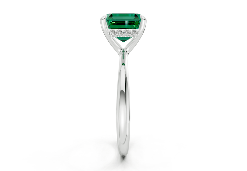 Marlowe Emerald Gemstone Solitaire Asscher Cut 1.6mm Engagement Ring - Ring Premier