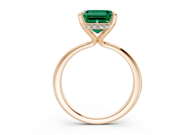 Marlowe Emerald Gemstone Solitaire Asscher Cut 1.6mm Engagement Ring - Ring Premier