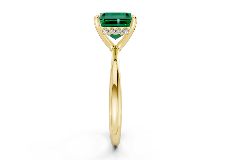 Marlowe Emerald Gemstone Solitaire Asscher Cut 1.6mm Engagement Ring - Ring Premier