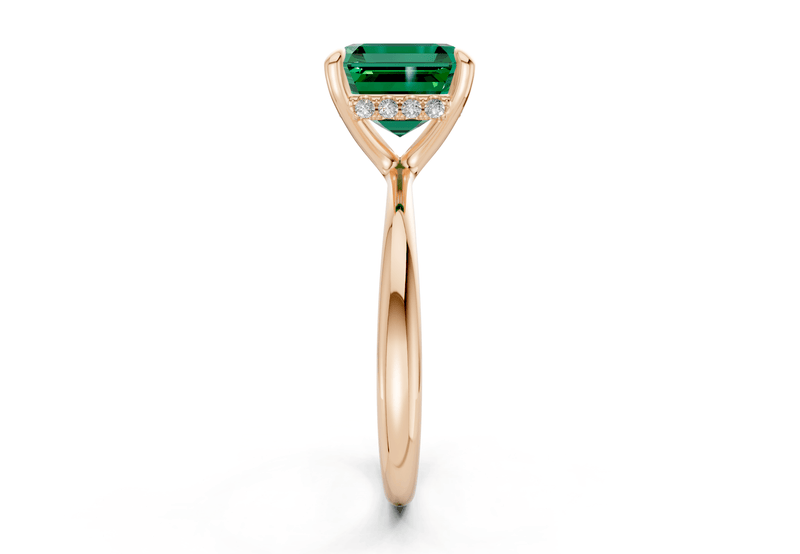 Marlowe Emerald Gemstone Solitaire Asscher Cut 1.6mm Engagement Ring - Ring Premier