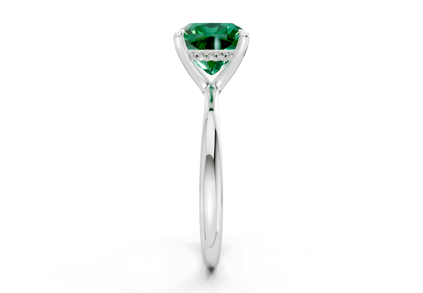 Marlowe Emerald Gemstone Solitaire Cushion Squareuare Cut 1.6mm Engagement Ring