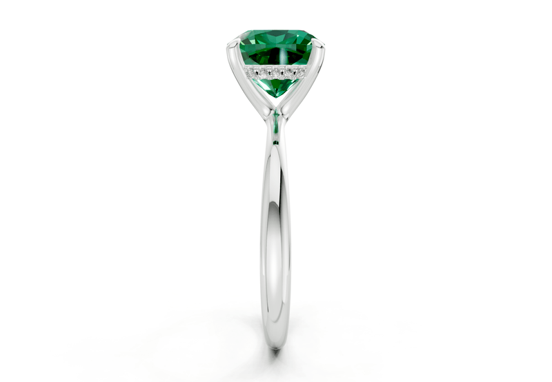 Marlowe Emerald Gemstone Solitaire Cushion Squareuare Cut 1.6mm Engagement Ring - Ring Premier
