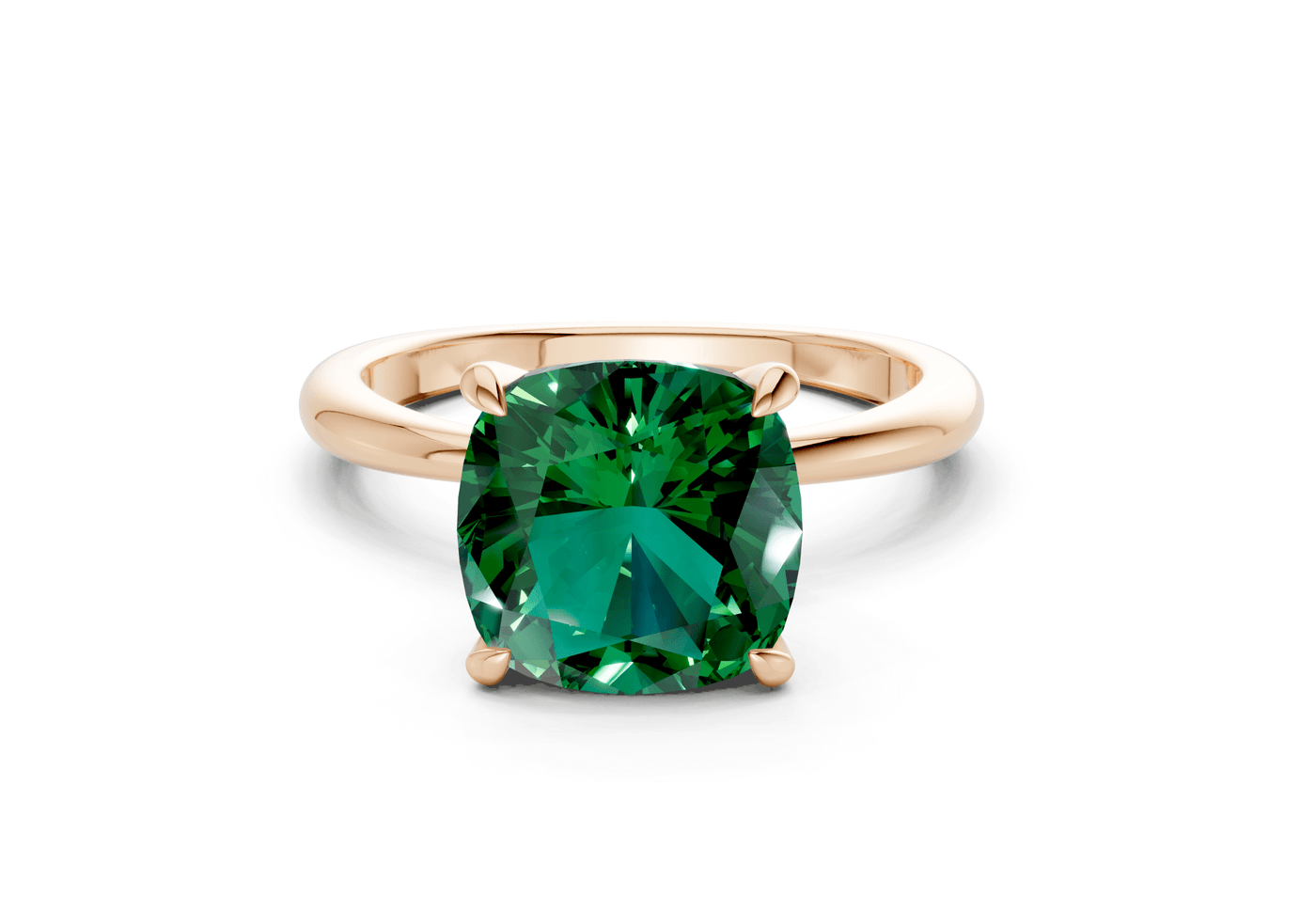Marlowe Emerald Gemstone Solitaire Cushion Squareuare Cut 1.6mm Engagement Ring