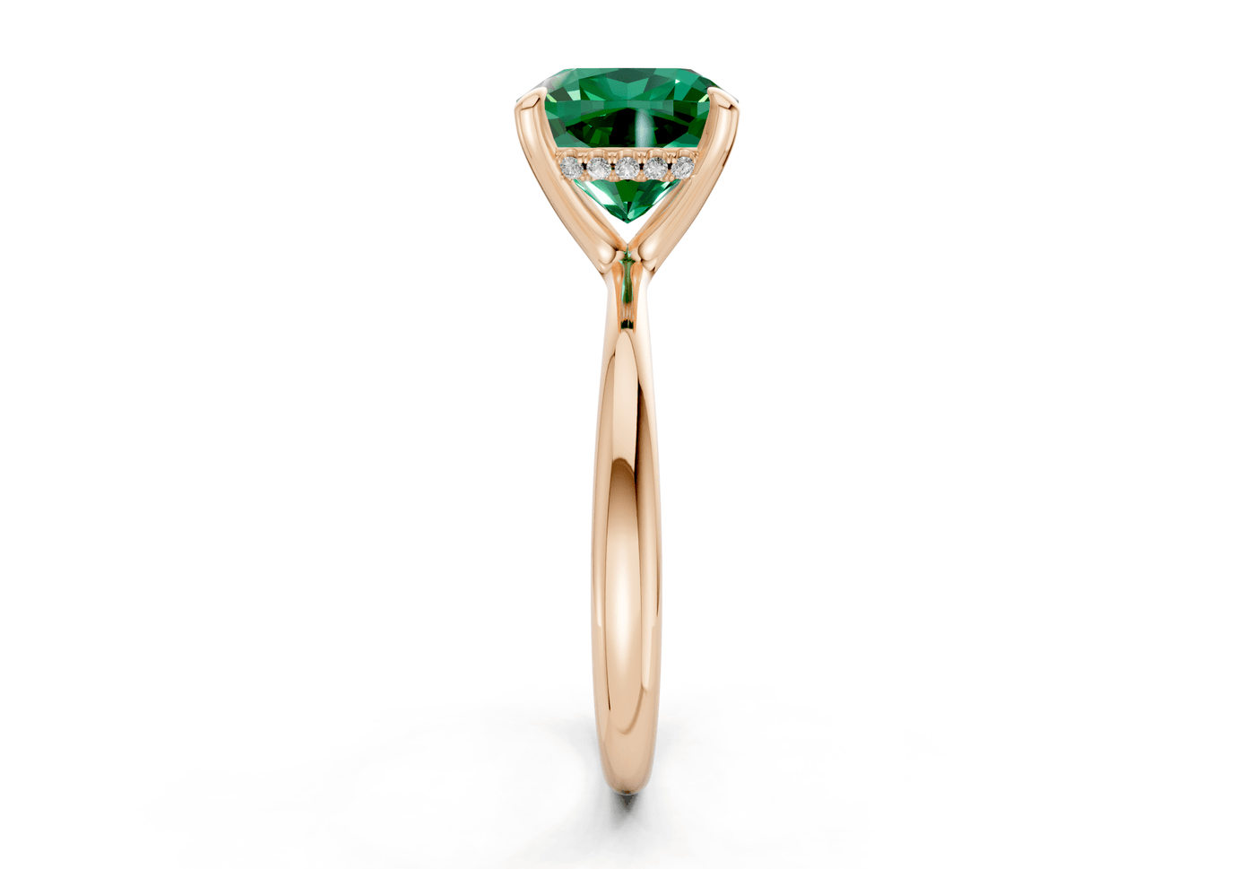 Marlowe Emerald Gemstone Solitaire Cushion Squareuare Cut 1.6mm Engagement Ring