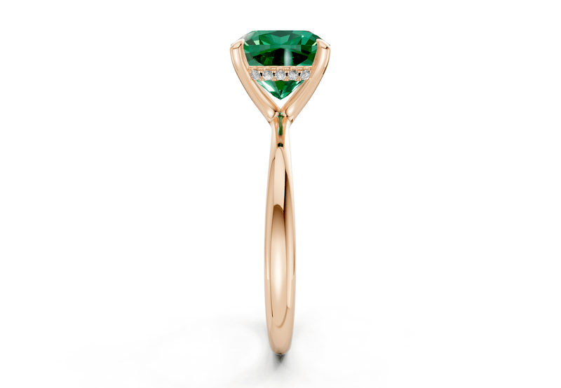 Marlowe Emerald Gemstone Solitaire Cushion Squareuare Cut 1.6mm Engagement Ring - Ring Premier