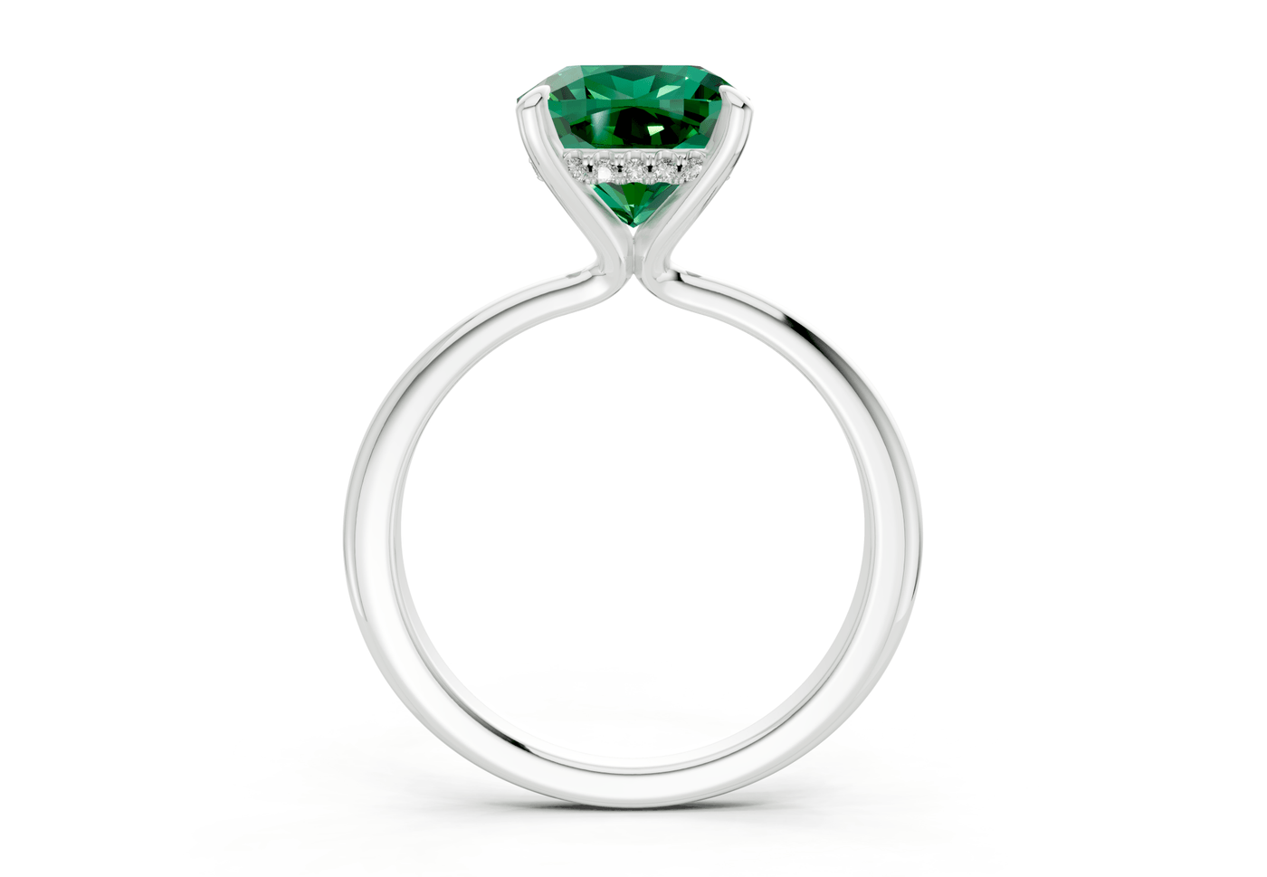 Marlowe Emerald Gemstone Solitaire Cushion Squareuare Cut 1.6mm Engagement Ring