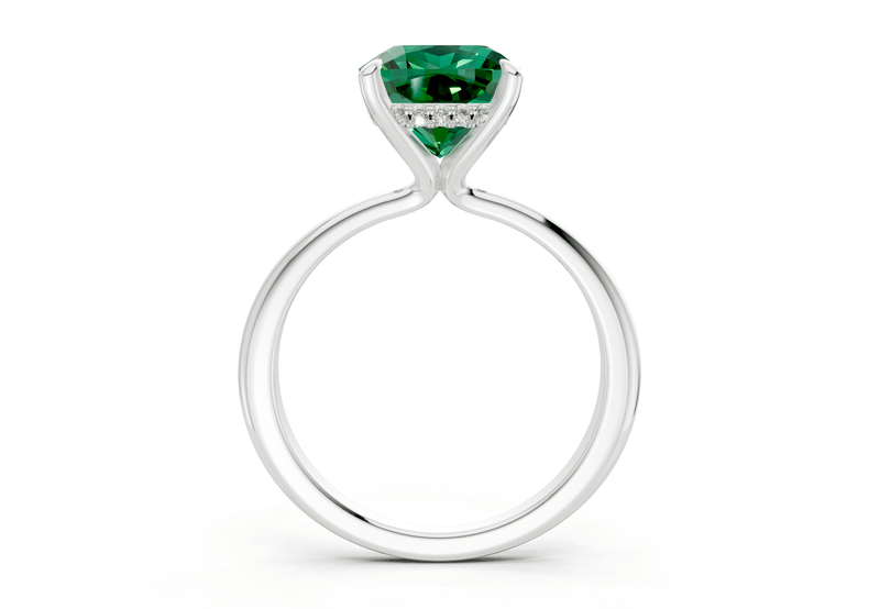 Marlowe Emerald Gemstone Solitaire Cushion Squareuare Cut 1.6mm Engagement Ring - Ring Premier