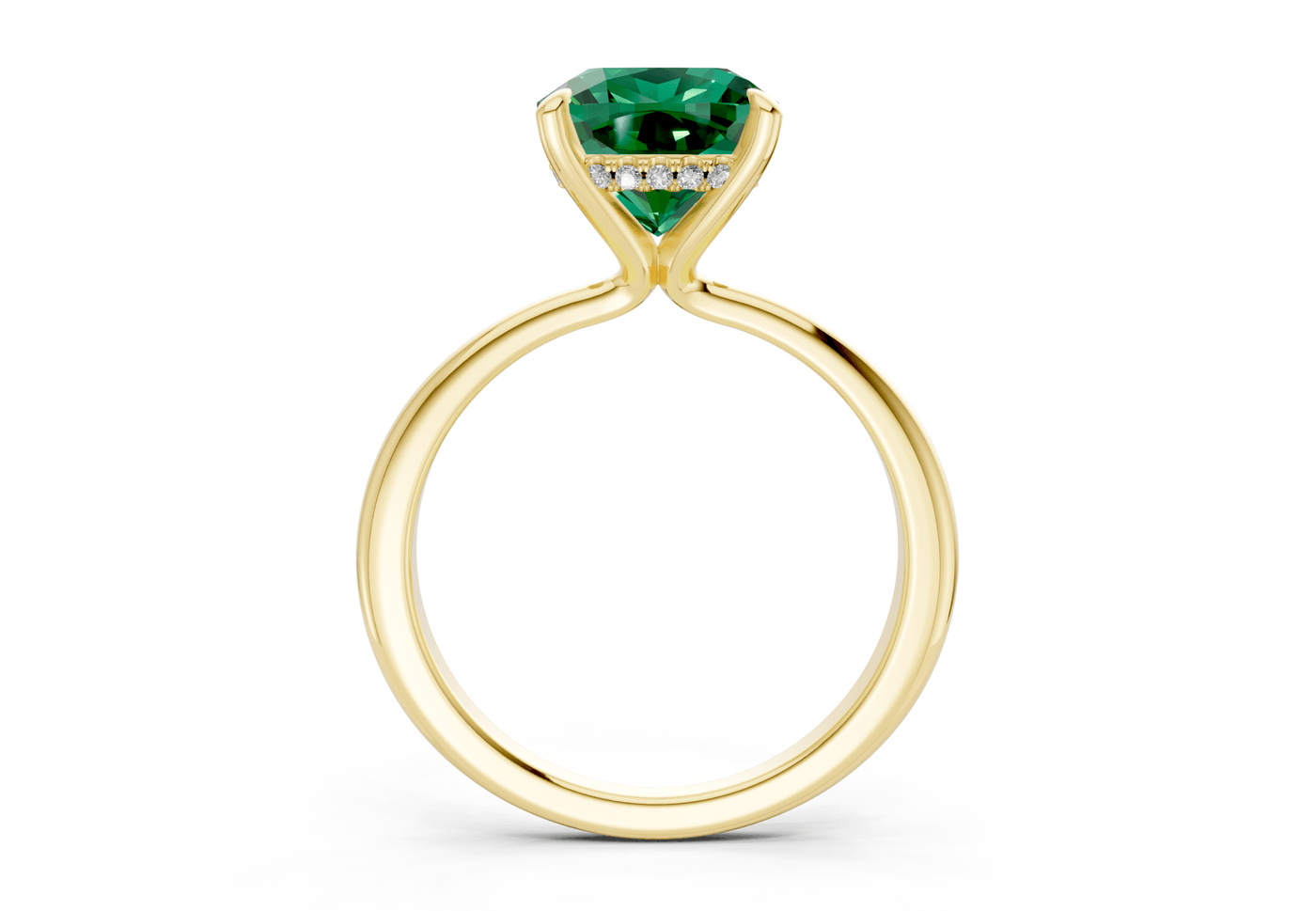 Marlowe Emerald Gemstone Solitaire Cushion Squareuare Cut 1.6mm Engagement Ring