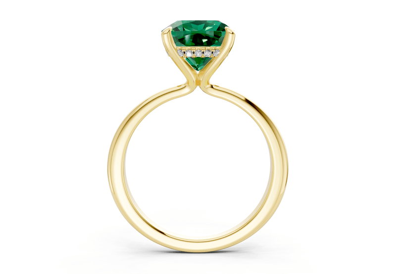 Marlowe Emerald Gemstone Solitaire Cushion Squareuare Cut 1.6mm Engagement Ring