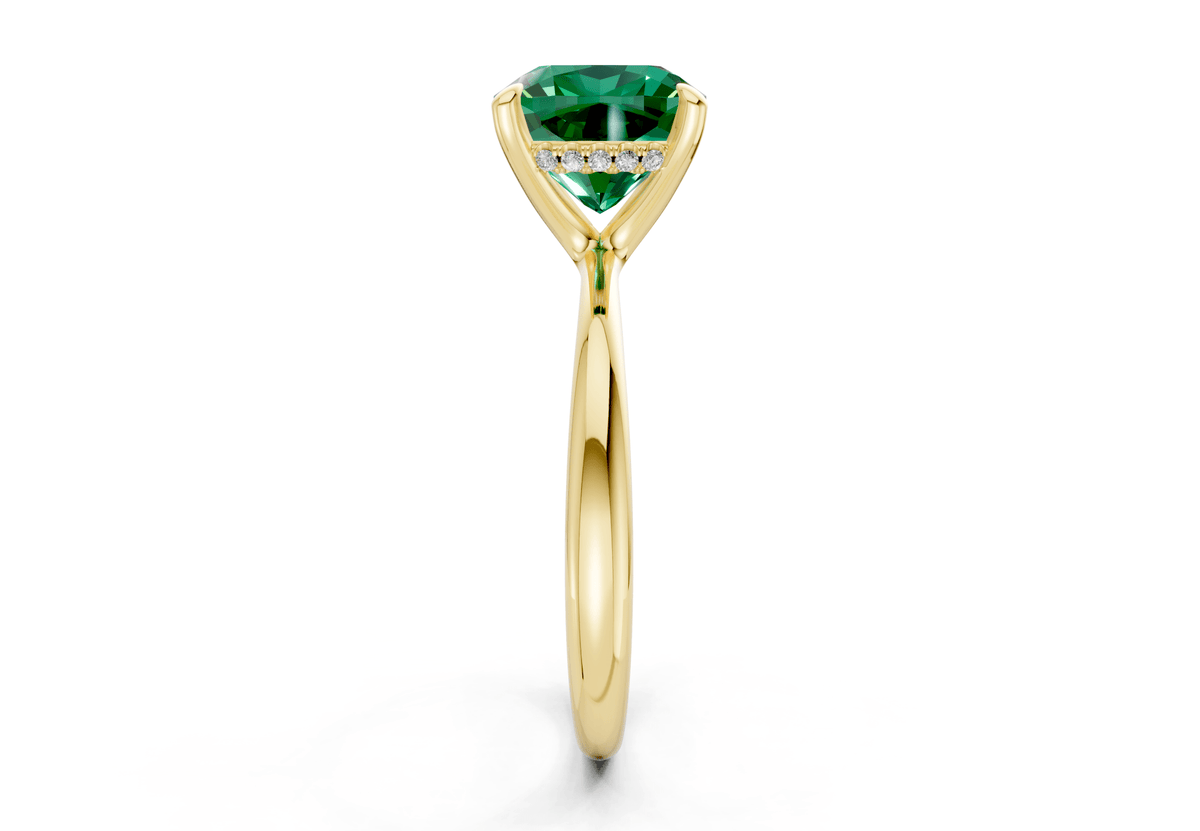 Marlowe Emerald Gemstone Solitaire Cushion Squareuare Cut 1.6mm Engagement Ring