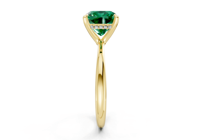 Marlowe Emerald Gemstone Solitaire Cushion Squareuare Cut 1.6mm Engagement Ring - Ring Premier