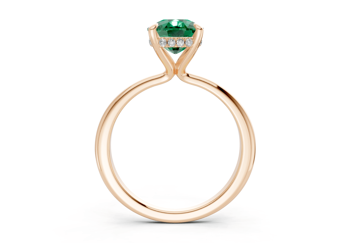 Marlowe Emerald Gemstone Solitaire Elongated Cushion Cut 1.6mm Engagement Ring