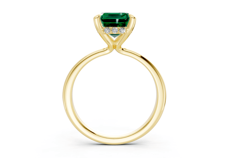 Marlowe Emerald Gemstone Solitaire Emerald Cut 1.6mm Engagement Ring