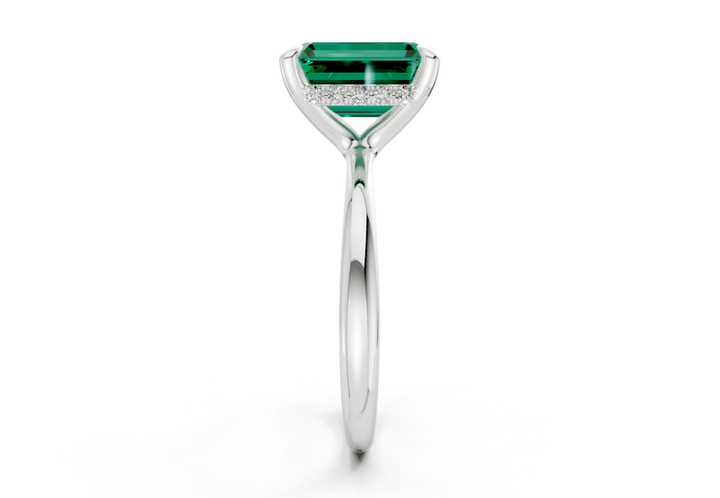 Marlowe Emerald Gemstone Solitaire Emerald Cut 1.6mm Engagement Ring - Ring Premier