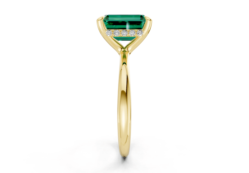 Marlowe Emerald Gemstone Solitaire Emerald Cut 1.6mm Engagement Ring - Ring Premier