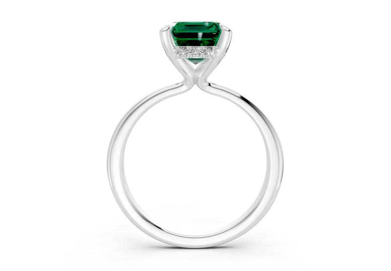 Marlowe Emerald Gemstone Solitaire Emerald Cut 1.6mm Engagement Ring - Ring Premier