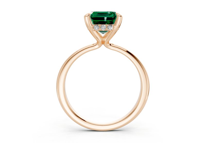 Marlowe Emerald Gemstone Solitaire Emerald Cut 1.6mm Engagement Ring - Ring Premier