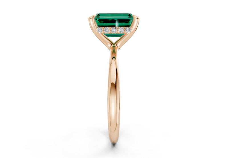 Marlowe Emerald Gemstone Solitaire Emerald Cut 1.6mm Engagement Ring - Ring Premier